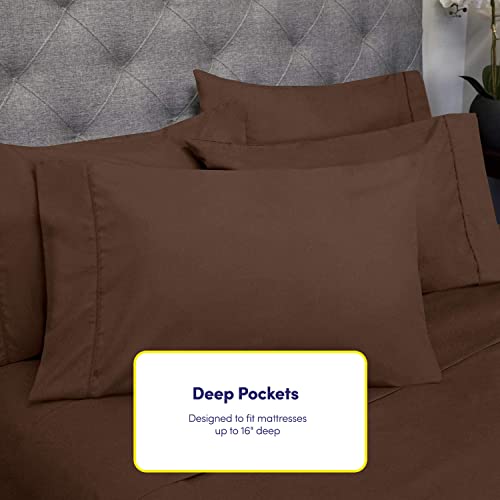 Twin Size Bed Sheets - 4 Piece 1500 Supreme Collection Fine Brushed Microfiber Deep Pocket Twin Sheet Set Bedding - 1 EXTRA PILLOW CASES, GREAT VALUE, Twin, Brown Sweet Home Collection