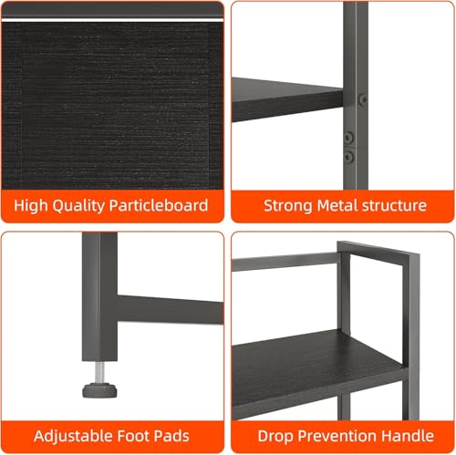 Desk Shelf with Drawer, 41.3" Desktop Organizer Shelf, Desk Hutch for Computer Monitor Max 32", 3 Tier Desktop Display Rack, Wooden Desk Top Bookshelf Storage Rack for Home Office Dorm, Black Mexin