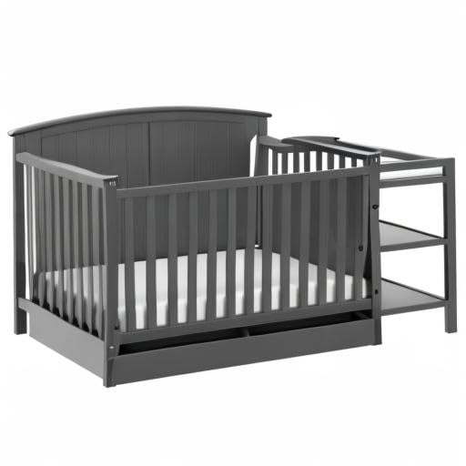 Storkcraft Steveston 5-in-1 Convertible Crib and Changer with Drawer (Gray) – GREENGUARD Gold Certified, Crib and Changing Table Combo with Drawer, Converts to Toddler Bed, Daybed and Full-Size Bed Storkcraft