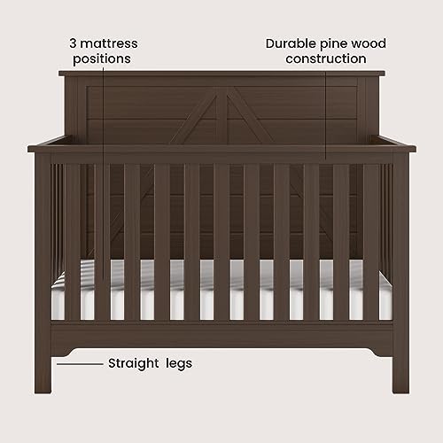 Child Craft Woodland 4-in-1 Convertible Crib, Baby Crib Converts to Day Bed, Toddler Bed and Full Size Bed, 3 Adjustable Mattress Positions, Non-Toxic, Baby Safe Finish (Brushed Truffle) Child Craft