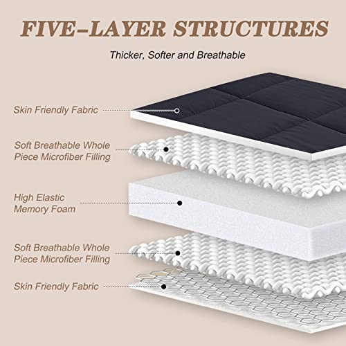 DoCred Queen Size Futon Mattress, Extra Thick Foldable Japanese Floor Mattress Memory Foam Sleeping Pad for Adults, Roll Up Mattress Tatami Mat Breathable Floor Lounger Guest Bed DoCred