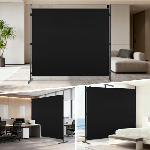 AKTOP Room Divider, Freestanding Single Panel Privacy Screen, Portable Temporary Wall Dividers for Room Separation, Large Room Partitions and Separators for Home, Office, Dorm, 71''W x 71''H, Black AKTOP