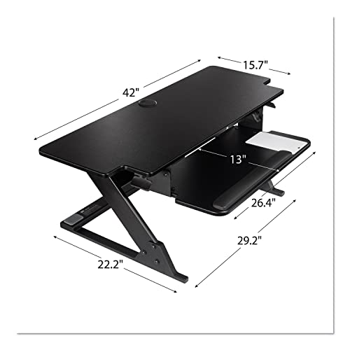 3M Precision Standing Desk, 42" X 23.2" X 6.2" to 20", Black 3M