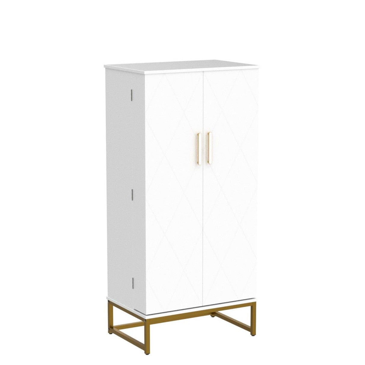 kepptory 51” Pantry Cabinets, White Freestanding Kitchen Pantry Storage Cabinet with Adjustable Shelves, Buffet Cupboards Storage Cabinet for Home Office Use, White + Gold kepptory