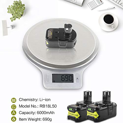 Fancy Buying Upgrade 18V 6.0Ah P108 Battery Replacement for Ryobi 18 Volt Battery Lithium P102 P103 P104 P105 P107 P109 P122,Battery for Ryobi ONE+ Cordless Drill Tool (2Pack) Fancy Buying