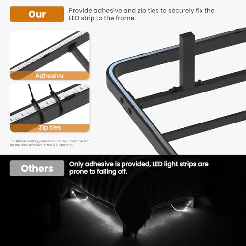 Kaelidra Full Size Floating Bed Frame with Smart LED Lights, Heavy Duty Metal Platform Floating Bed Frame, No Box Spring Needed, Easy Assembly, Noise Free Kaelidra