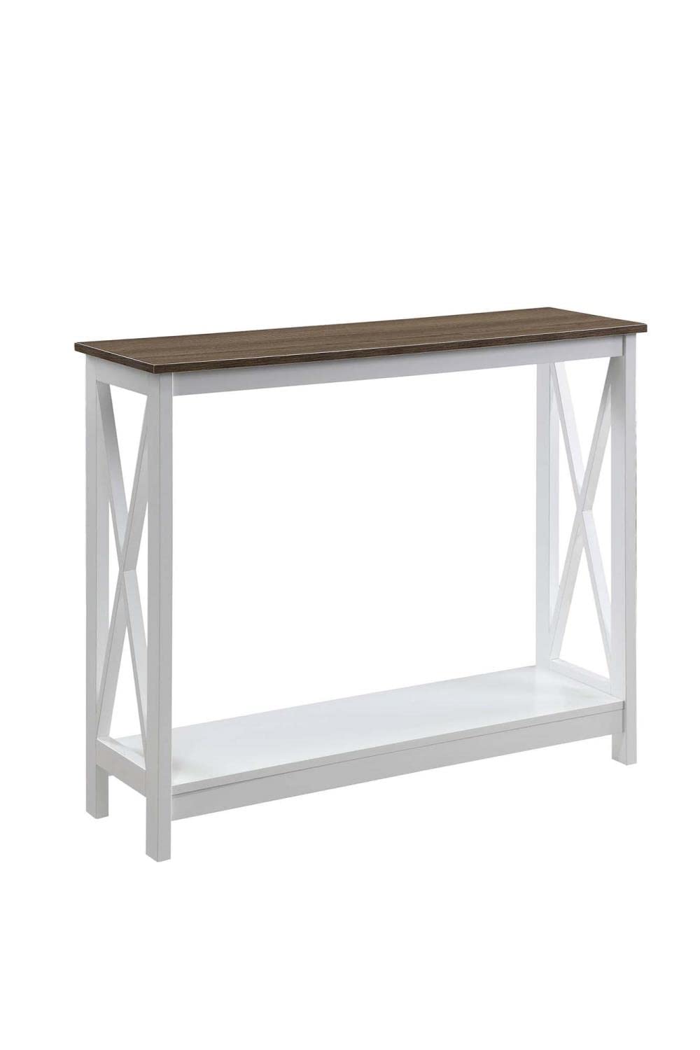 Convenience Concepts Oxford Console Table with Shelf, Driftwood/White Convenience Concepts
