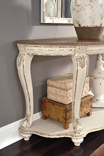 Signature Design by Ashley Realyn French Country Semi-Circle Console Table, White & Brown Signature Design by Ashley