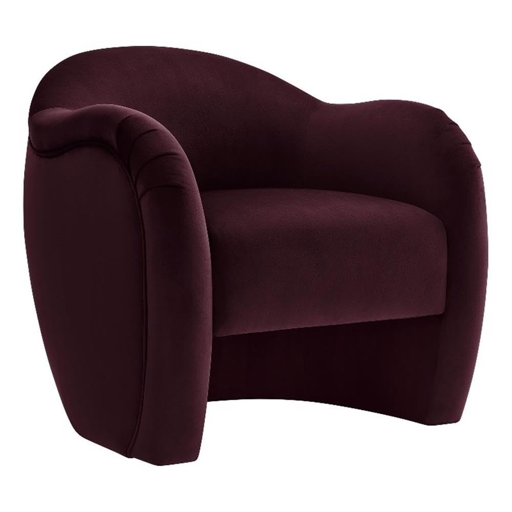 Modway Compose Barrel Chair with Performance Velvet Fabric in Mulberry – Upholstered Accent Armchair with Curved Backrest – Cozy Lounge Chair for Reading – Round Comfy Single Sofa Club Chair Modway