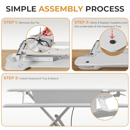 JOY worker Standing Desk Converter, 35" Height Adjustable Sit Stand Up Desk Riser with Keyboard Tray & 6 Fridge Magnets, Desktop Workstation Riser for Home Office Computer Laptop, White JOY worker