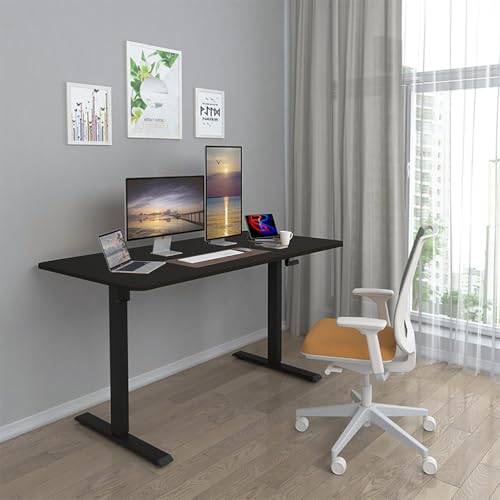 TGBHM Adjustable Height Desk, Manual Crank Standing Desk for Office, Compact White Computer Desk, 140Cm Ergonomic Workstation for Home and Office Usecm(Bianco-140Cm) TGBHM