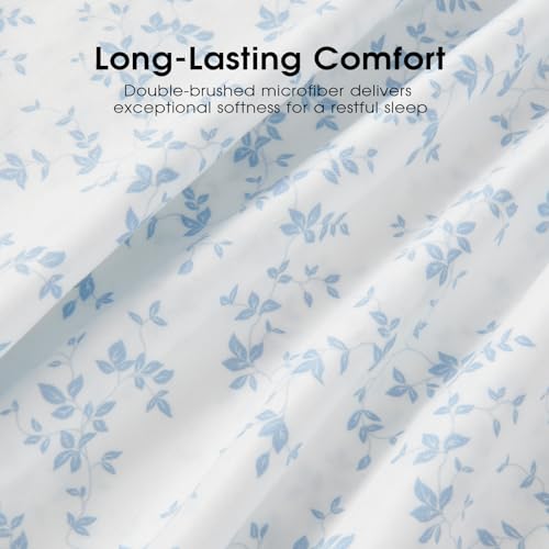FreshCulture Floral Bed Sheets - Ultra Soft Twin XL Sheets - Brushed Microfiber Blue Floral Sheets - Deep Pockets up to 16" - Easy Care - Hotel Luxury 3 Piece Flower Printed Sheets Twin XL, Lille FreshCulture