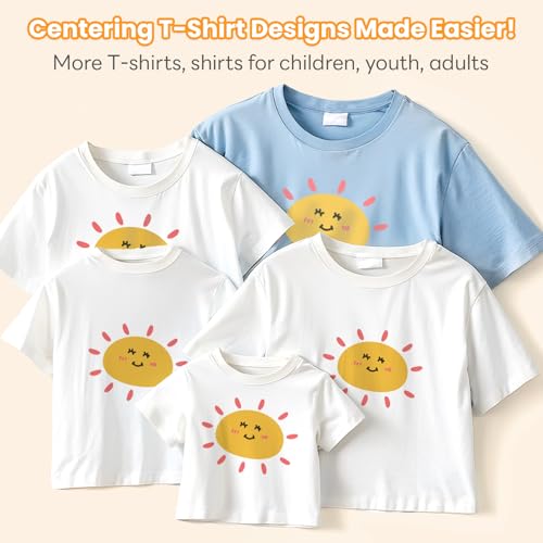 HTVRONT Tshirt Ruler Guide for Vinyl Alignment - Transparent PVC Tshirt Measurement Tool for Heat Press in HTV Vinyl, All-in-ONE T Shirt Ruler to Center Design and Craft Sewing HTVRONT