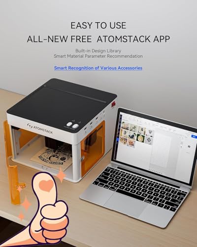 Atomstack P1 Dual Laser Engraver,5W Diode and 1.2W Infrared Portable Laser Engraving Machine for Jewelry, Metal,Plywood,Leather,4.3 * 4.3" Engraving Area,Free Atomstack App ATOMSTACK