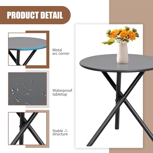 Shintenchi 3 Piece Outdoor Rocking Bistro Set, Textilene Fabric Small Patio Furniture Set, Front Porch Rocker Chairs Conversation Set with Table for Lawn, Garden, Balcony, Poolside (Light Gray) Shintenchi