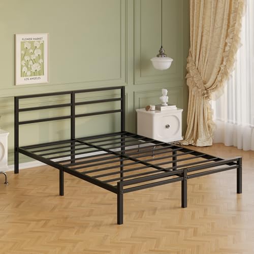Lutown-Teen 12 Inch King Size Bed Frame with Headboard and Footboard, Classic Metal Platform King Bed Frame, Under Bed Storage, No Box Spring Needed, Easy Assembly, Noise Free, Black Lutown-Teen