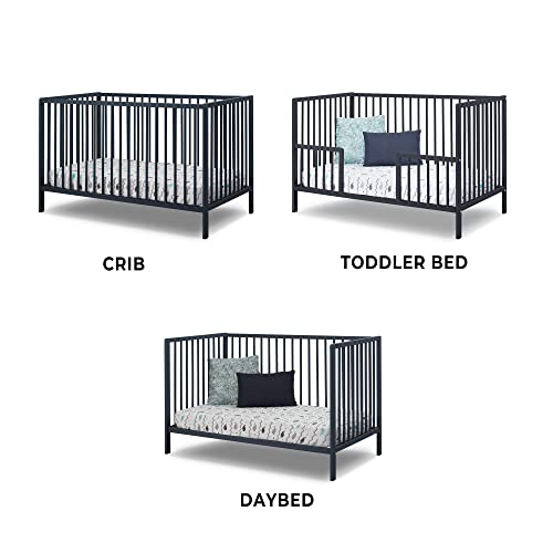 Sorelle Furniture Happy Crib 3-in-1 Convertible Crib, Made of Sustainable Beech Wood, Wooden Baby Bed, Toddler Bed and Child’s Daybed, Simplistic Nursery Furniture (Midnight) Sorelle