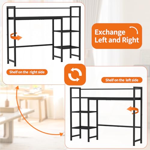 Snughome Desk Shelf, 38.6" Desk Hutch for Computer Monitor, Desktop Organizer Shelf, 4 Tier Desk Display Rack, Wood Desktop Bookshelf Storage Rack for Home Office Dorm, Black Snughome