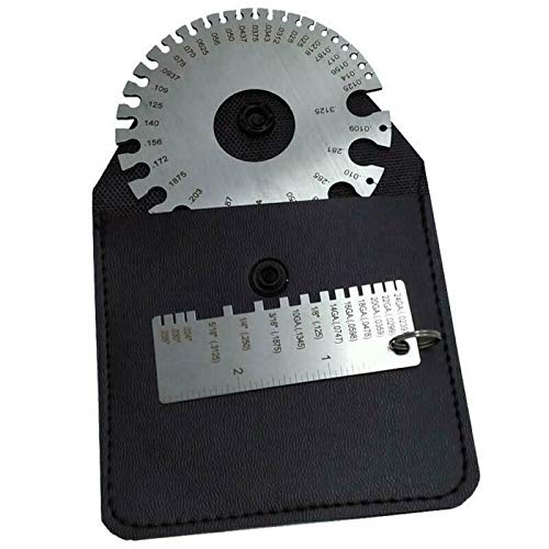 ZeeDix 2 Pcs Stainless Steel Metal Sheets Welding Thickness Gauge- Wire Gauge Measurement Tool, Standard Dual-Sided Round Wire Cable Sheet Gage and Wire Welding Material Thickness Gauge ZeeDix