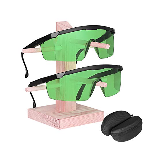 Comgrow 2 Packs Green Laser Safety Glasses for UV Protection Laser with 200nm-450nm 800nm-2000nm Infrared Light for Laser Engraving Goggles Eye Protection with Adjustable Frame Temple Box Comgrow