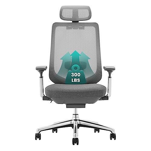 COLAMY Ergonomic Mesh Office Chair, High Back Office Chair, Computer Executive Desk Chair with Lumbar Support,Adjustable Headrest and 4D Arms, Slide Seat, Tilt Lock-Darkgrey New COLAMY