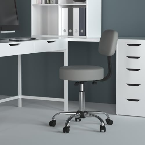 Boss Office Products Be Well Medical Spa Professional Adjustable Drafting Stool with Back, Grey (B245-GY) Boss Office Products