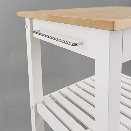 Casual Home Sunrise (Small) with Solid Harvest Hardwood Top Kitchen Island, 22.75"W, Natural&White American Trails