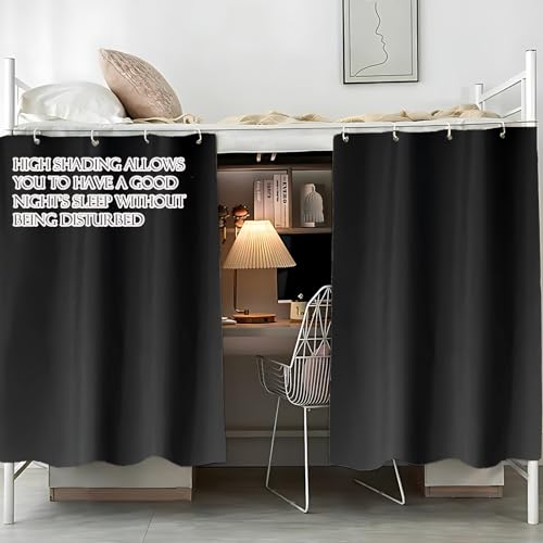 AUCOOMA Thickened Blackout Bunk Bed Curtains Dorm Room Privacy Canopy Bottom Loft,Black,2 Pieces AUCOOMA