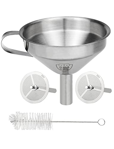 Resin Funnel, Resin Filter Funnel with Strainer 3D Printer Stainless Steel Resin Funnel for Filtering and Recycling UV SLA/DLP/LCD Photosensitive Resin, with Cleaning Brush Gnellkoor