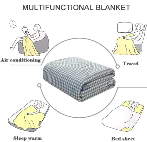 Double Quilt Summer Duvet for Single/Double Bed Natural Cotton Quilt Lightweight Summer Quilted Duvet Soft and Breathable for All Seasons C 200x230cm Generic