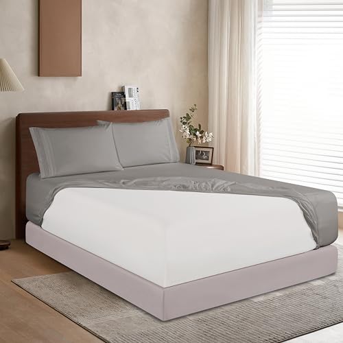 Elegant Comfort 1500 Premium Hotel Quality 18-24 Inches Deep - Extra Deep Pocket Single Fitted Sheet for High Mattress, Luxury and Softest, Smart Pocket - Wrinkle Free, Twin/Twin XL, Gray Elegant Comfort