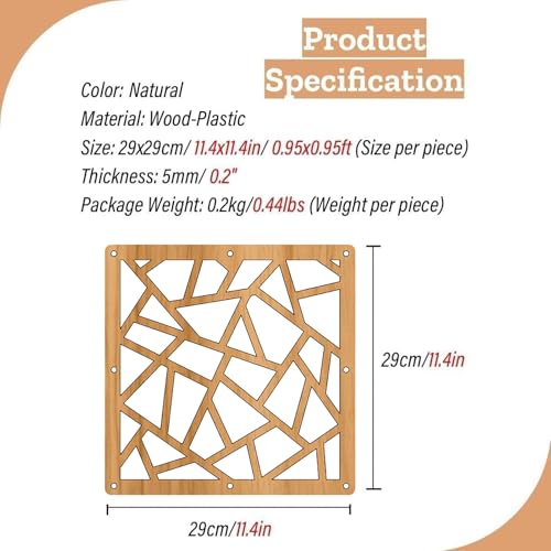 Hanging Room Divider Panel, Hanging Wall Divider Room Partition 28 Pieces Wood-Plastic Panel Screen Home Office Decoration(Natural) OWUSUH