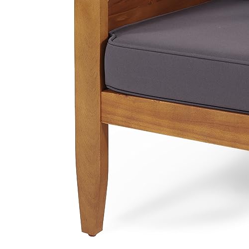 Christopher Knight Home Aston Outdoor 5 Seater Sectional Chat Set with Cushions - Acacia Wood - Teak/Dark Gray Christopher Knight Home