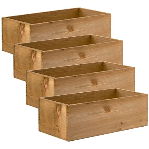 12” Wood Pallet Bin by Make Market - Rustic Crate Boxes for Storage, Decorative Display, Arts & Crafts, Made of 100% Wood - Bulk 4 Pack Make Market