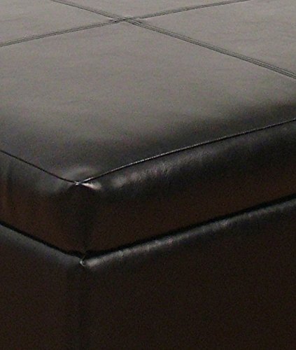 Homepop Home Decor |K2380-E169 | Luxury Large Faux Leather Square Storage Ottoman | Ottoman with Storage for Living Room & Bedroom, Black HomePop