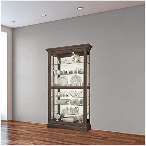 Howard Miller Tyler VI Curio - Floor Mount Showcase Auburn Finish Lockable Shelves & Levelers, Adjustable Vertical Plate Display Perfect for Living Room Office and Room Decor Howard Miller