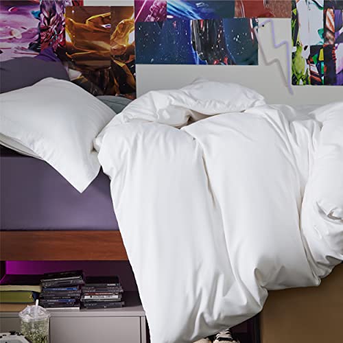 Bedsure Duvet Cover Twin/Twin XL Size - Soft Double Brushed Bedding Set for Kids & Adults, Zipper Closure, 2 Pieces, Includes 1 Duvet Cover (68"x90") & 1 Pillow Sham, NO Comforter, White Bedsure