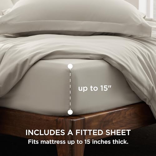Bedsure Duvet Cover King Size with Fitted Sheet - 4 Pieces Prewashed Polyester Extra Soft Bedding Set, Includes 1 Duvet Cover 104''x90'' with Zipper Closure, 2 Pillow Shams, 1 Fitted Sheet, Linen Bedsure
