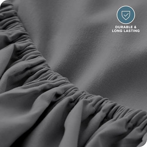 Bare Home Fitted Bottom Sheet Twin Extra Long - Premium 1800 Microfiber - Ultra-Soft Wrinkle Free - Deep Pocket - Twin XL Fitted Sheet (Twin XL, Grey) Bare Home