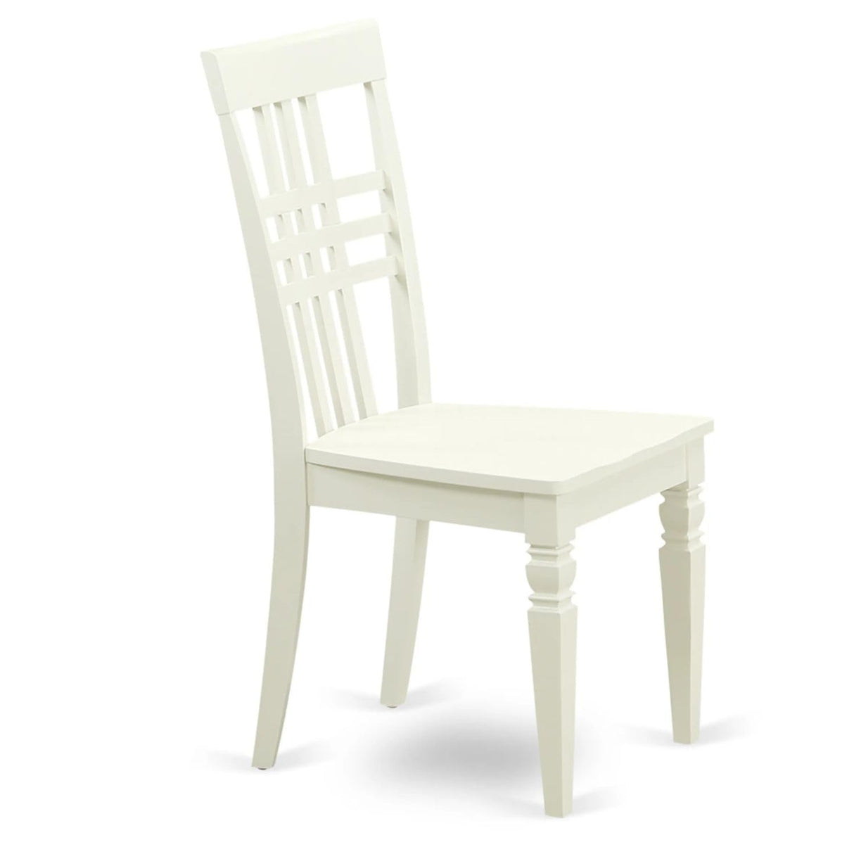East West Furniture Logan Kitchen Dining Stylish Back Solid Wood Seat Chairs, Set of 2, Linen White East West Furniture