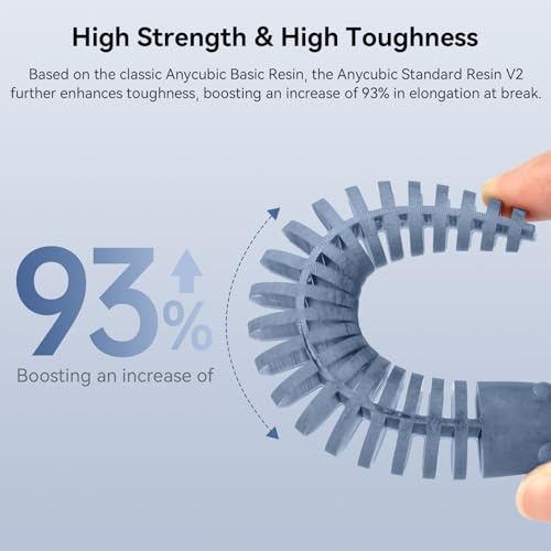 ANYCUBIC 3D Printer Resin, Upgraded 8K Standard Resin V2, Enhanced Toughness and Strength, Lower-Odor, High Precision 3D Printing Resin for All LCD Resin 3D Printers (Grey, 500g) ANYCUBIC