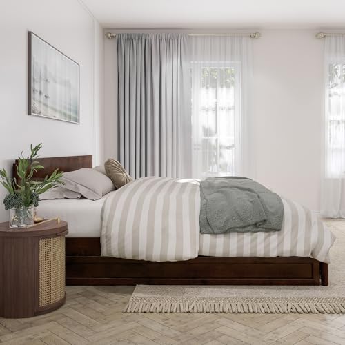 AFI, Wesley King Platform Bed with Panel Footboard & Twin XL Trundle, Walnut AFI