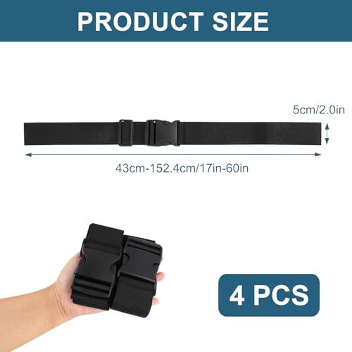 4 Pack Mattress Topper Straps, 60 x 2 Inches Black Adjustable Straps with Locking Buckles Keep Toppers Secure for Mattress Moving or Storage Ideal for Memory Foam Toppers Dorms Apartments and RVs RJLCTH