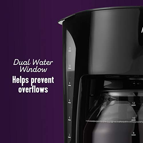 Mr. Coffee Black Coffee Maker, 12 Cups, with Auto Pause and Glass Carafe, Perfect for Home and Office Use Mr. Coffee