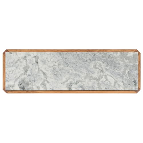 SAFAVIEH Couture Collection - Bernardi Natural & White Marble Top Console Table with Solid Wood Base, Modern Accent Entryway Table (SFV9745A) SAFAVIEH
