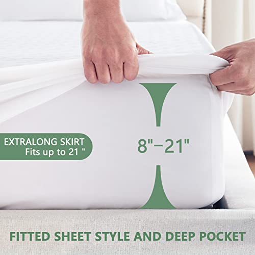 Premium Waterproof Mattress Protector Queen Size, Breathable Bed Cover 3D Air Fabric Cooling Mattress Pad Cover Smooth Soft Noiseless Washable, 8''-21'' Deep Pocket (White) GOPOONY