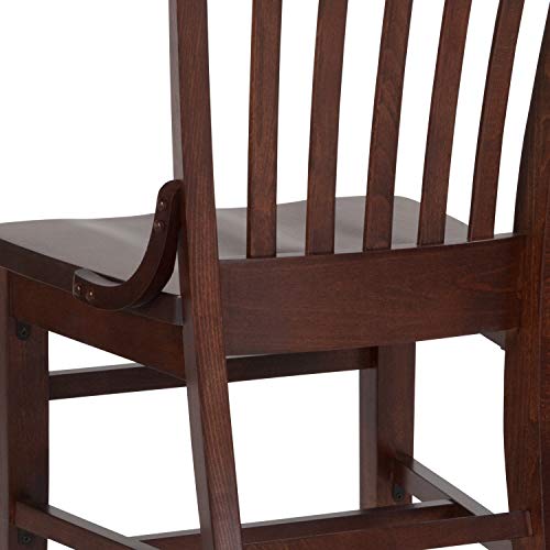 Flash Furniture Hercules Series School House Back Mahogany Wood Dining Chair, Traditional Elegant Wood Restaurant Chair with 800 lb. Weight Capacity, Walnut Flash Furniture