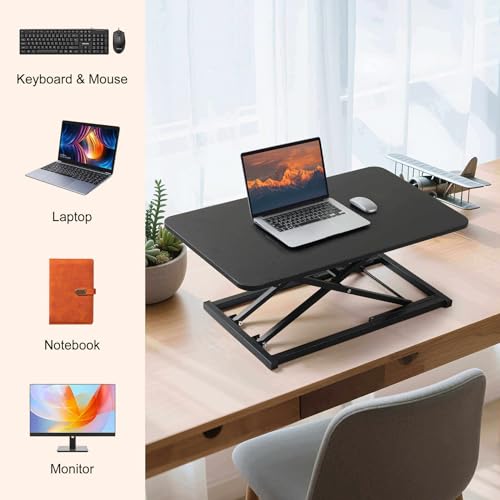 Rxrpexjke Height Adjustable Standing Desk Converter,Keyboard Riser for Stand Up Desk Riser,Computer Keyboard Stand for Desktop,Computer Workstations Home Office Portable Table Black Size 23.6 Inch Rxrpexjke