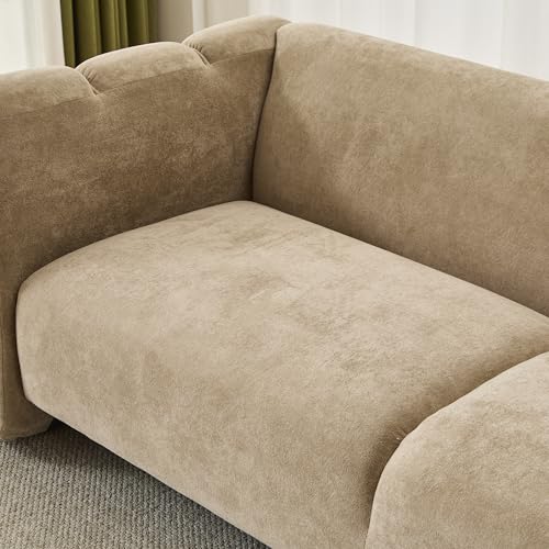Christopher Knight Home Ahri 83'' Wood Frame Lounge Sofa Couch with Wave Design, Soft Seating 3-Seater Sofa with Armrests, Comfy Velvet Upholstered Home Sofa for Living Room and Office, Camel Christopher Knight Home