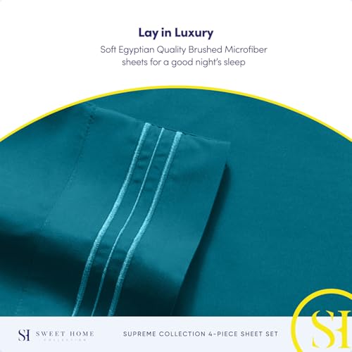 Queen Size Bed Sheets - Breathable Luxury Sheets with Full Elastic & Secure Corner Straps Built In - 1800 Supreme Collection Extra Soft Deep Pocket Bedding Set, Sheet Set, Queen, Teal